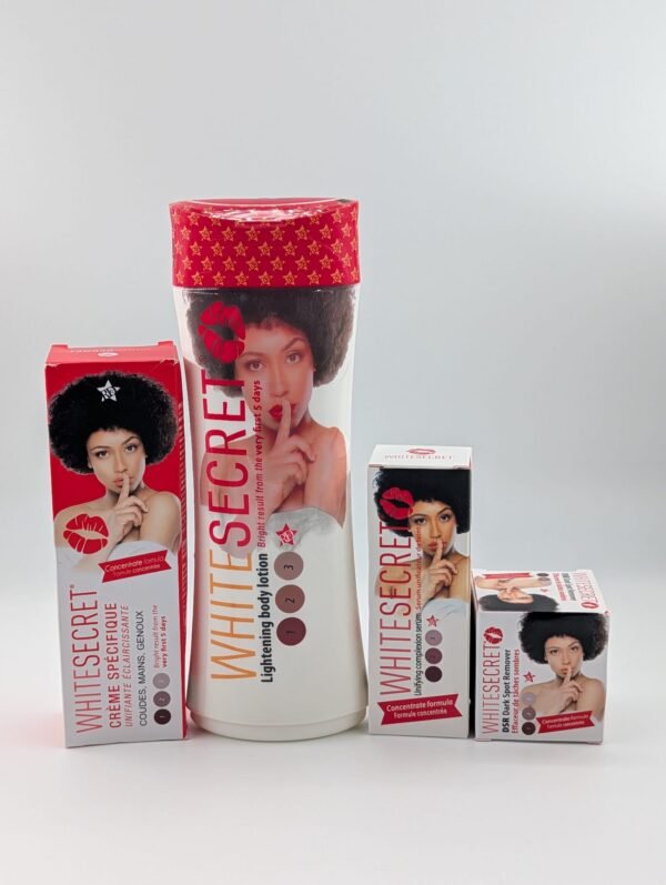 WHITE SECRET - Gamme Complète de Soins Unificateurs d'Éclat (Lait Corporel, Crème Spécifique et Sérums)