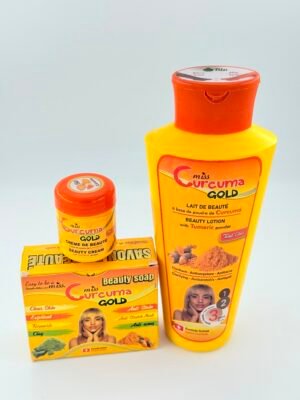 Miss Curcuma Gold – Trio Soin (Savon, Creme de Beaute & Lait de Beaute)