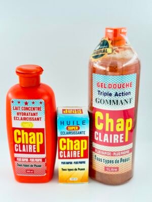 Chap Claire – Trio Complet (Lait Concentre, Huile Eclaircissante & Gel Douche)